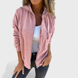 Pavla - Sametový kabát s kapucňou a zipsom