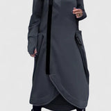 MARIE-Dlhý kabát s kapucňou a zipsom