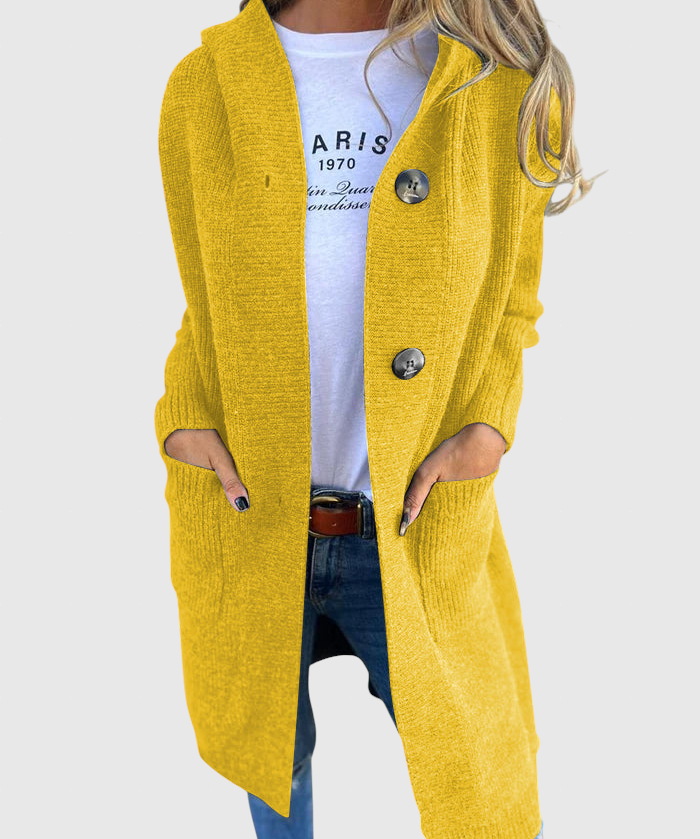 Giselle – Dlhý pletený kabát s kapucňou