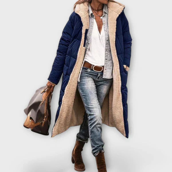 Kora - Hrejivý kabát s kožušinovou podšívkou