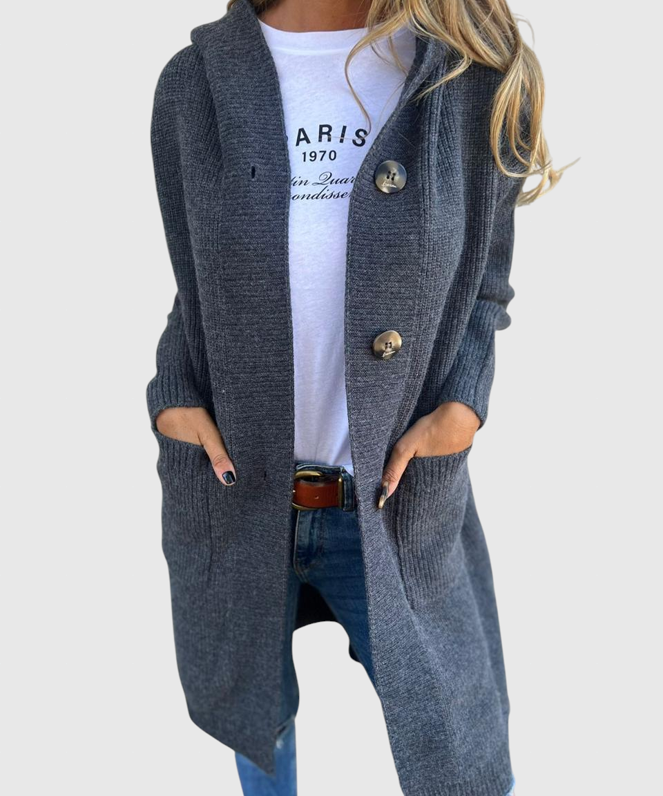 Giselle – Dlhý pletený kabát s kapucňou