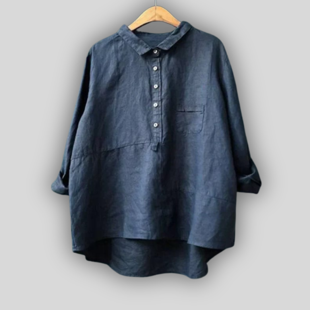 Ľanová Blúza Zelená Jednoduchosť