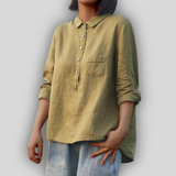 Ľanová Blúza Zelená Jednoduchosť