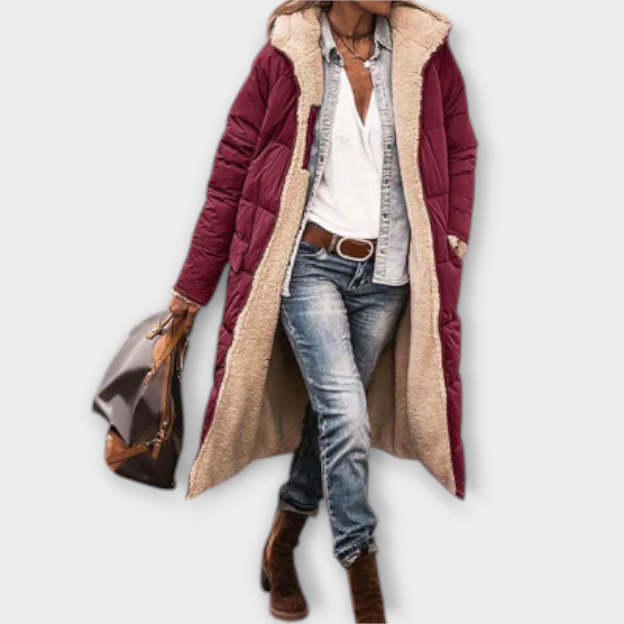 Kora - Hrejivý kabát s kožušinovou podšívkou