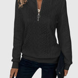 Amalie - Pletený sveter s copánkovým vzorom na zips