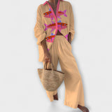 Evalisse – Ľanový kostým s rybími vzormi