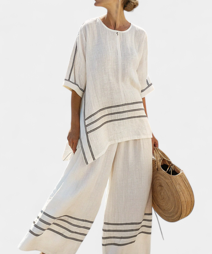 Overal s širokými pruhmi a asymetrickým strihom - moderný a pohodlný štýl