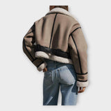 Kožená bunda s podšívkou a páskom