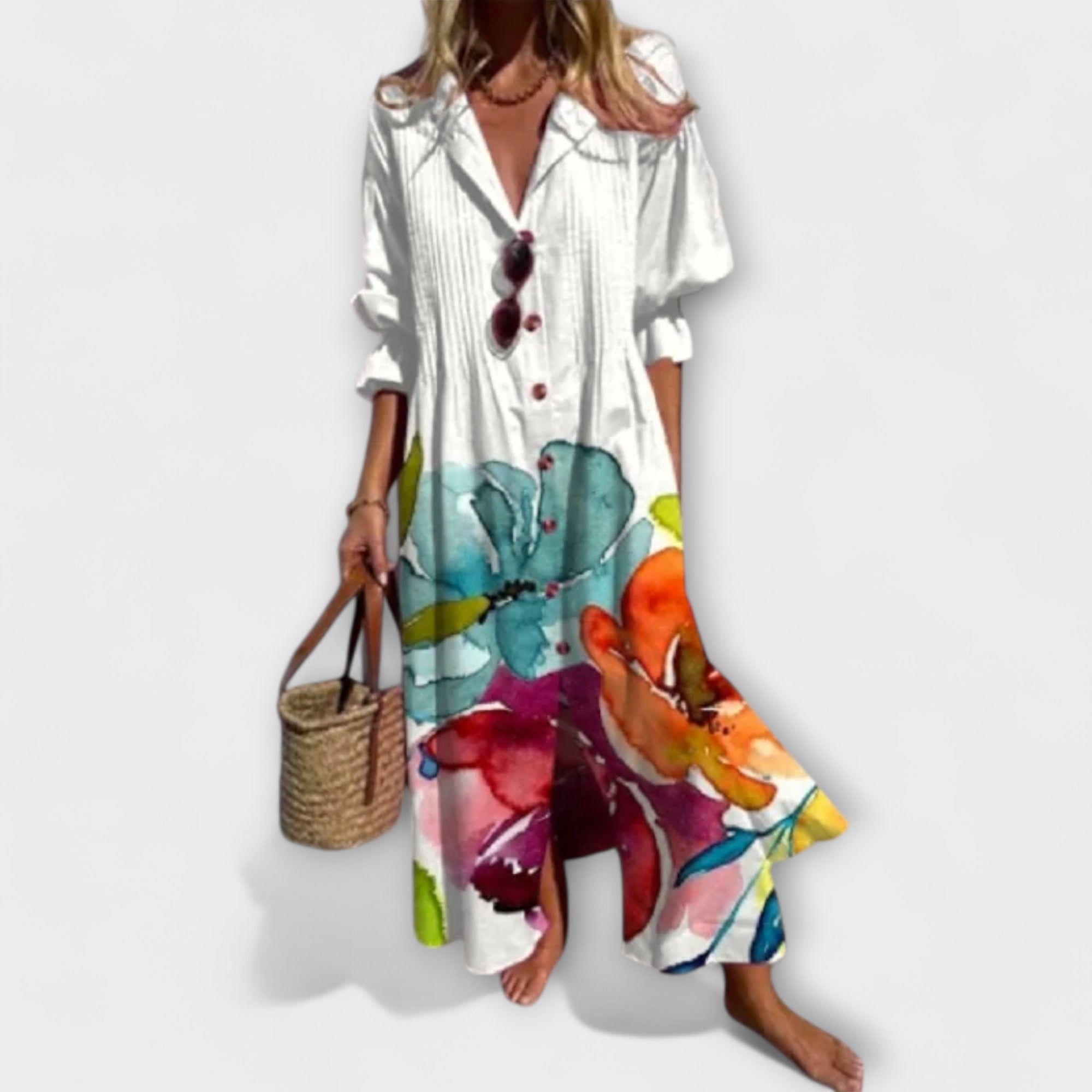 Lila - Lichotivný maxikabát s pokrytím brucha