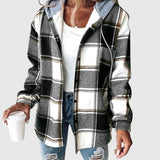 Maya – Kockovaný ležérny kabát s kapucňou