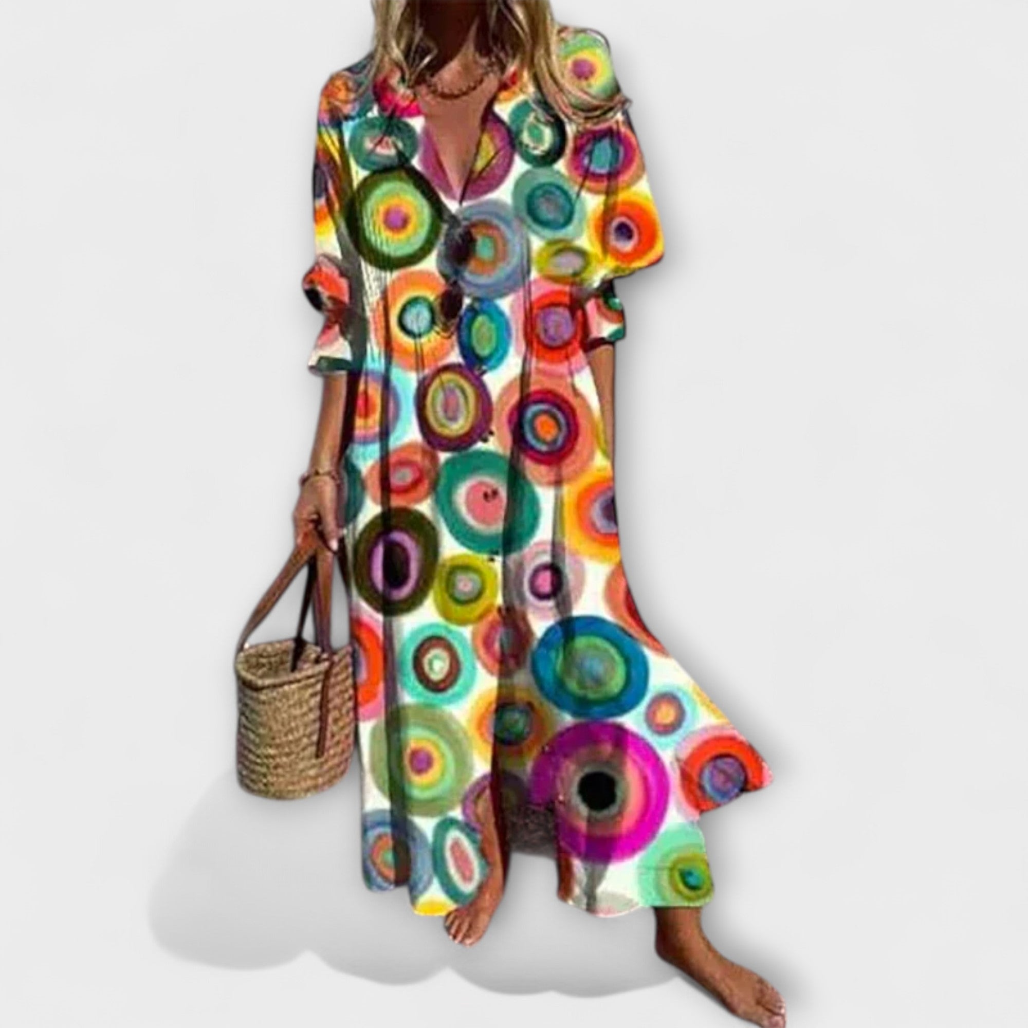 Lila - Lichotivný maxikabát s pokrytím brucha