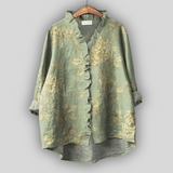 Ľanová Blúzka Zlatisto Zelená Aura