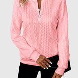 Amalie - Pletený sveter s copánkovým vzorom na zips