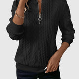 Amalie - Pletený sveter s copánkovým vzorom na zips