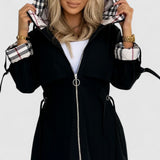 Nathalie - Kabát s kapucňou a páskom