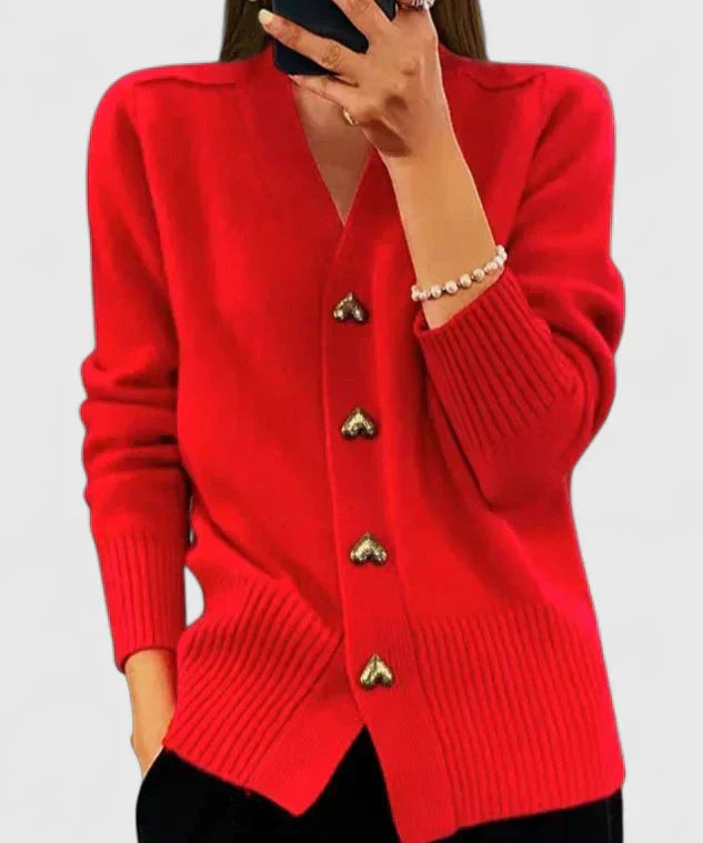 Kateřina - Pletený kardigan s knoflíky ve tvaru srdce